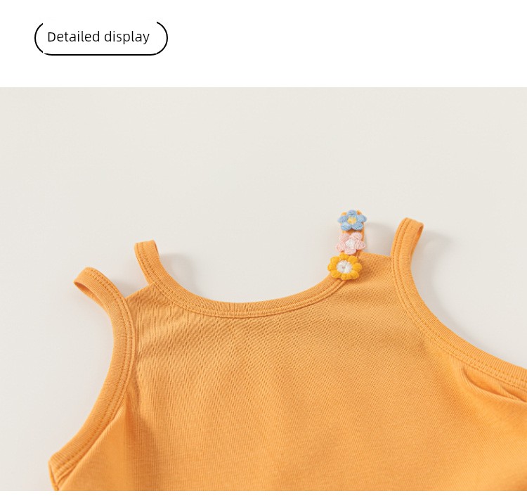 Girls' Summer Outfit: Sweet Thin Vest and Floral Bloomers, Stylish Summer Suspender Shorts for Baby Girls — 22