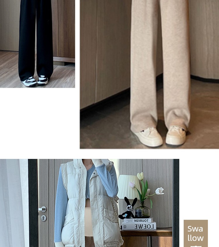 Maternity Autumn Pants for Spring and Autumn, Wide-Leg Pants for Outdoor Wear, Faux Cashmere, Casual Drapey Straight-Leg Pants, 2023 New Style — 40