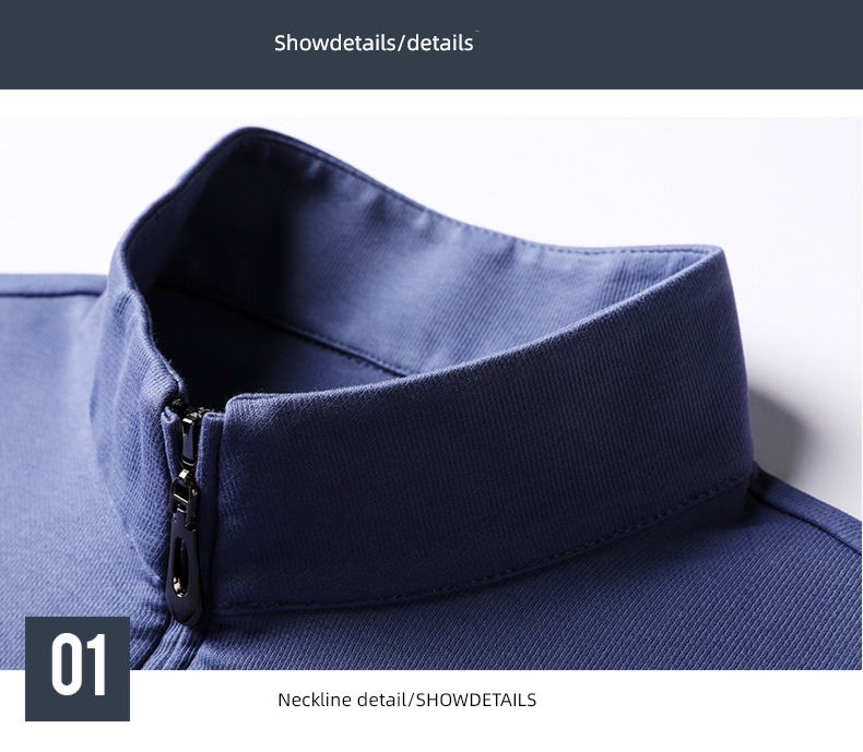 zipper Half height stand collar Autumn clothes man Long sleeve T-shirt