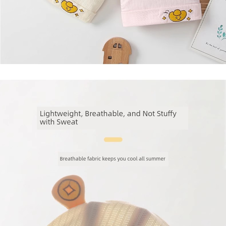 0-6 Months Baby Hat, Summer Thin Style, Single-Layer, Class A, Seamless, Lightweight, Breathable, Newborn Baby Fontanelle Protection Cap — 7
