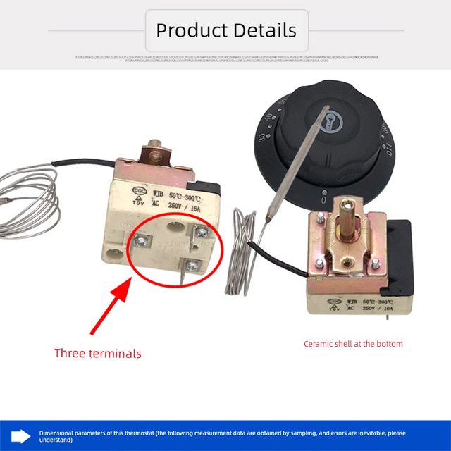 Deluxe 50-300 degree mechanical switch water switch electric oven knob thermostat fryer electric fryer temperature control