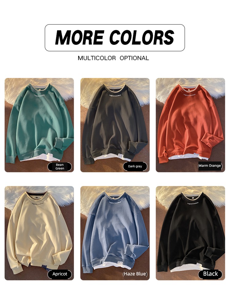 Chaopai ins Autumn and winter Round neck Long sleeve T-shirt Sweater