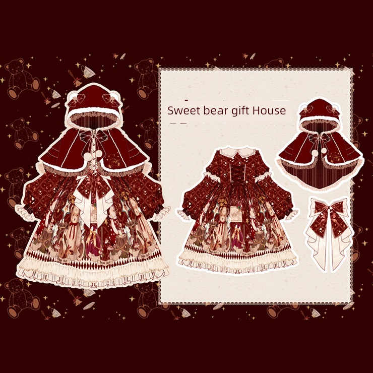 original Genuine sweet The bear gift cloak princess Dress