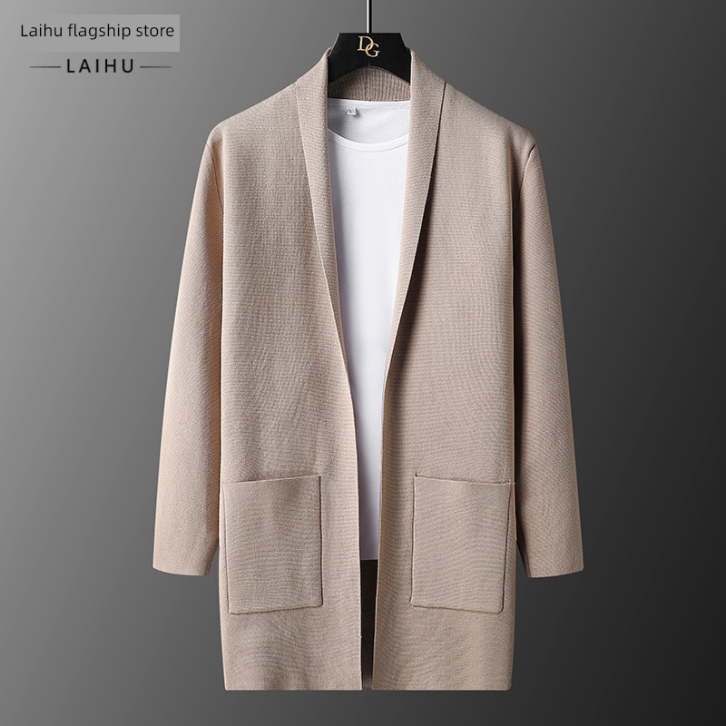 tide autumn fashion handsome Medium and long term Lapel Sweater
