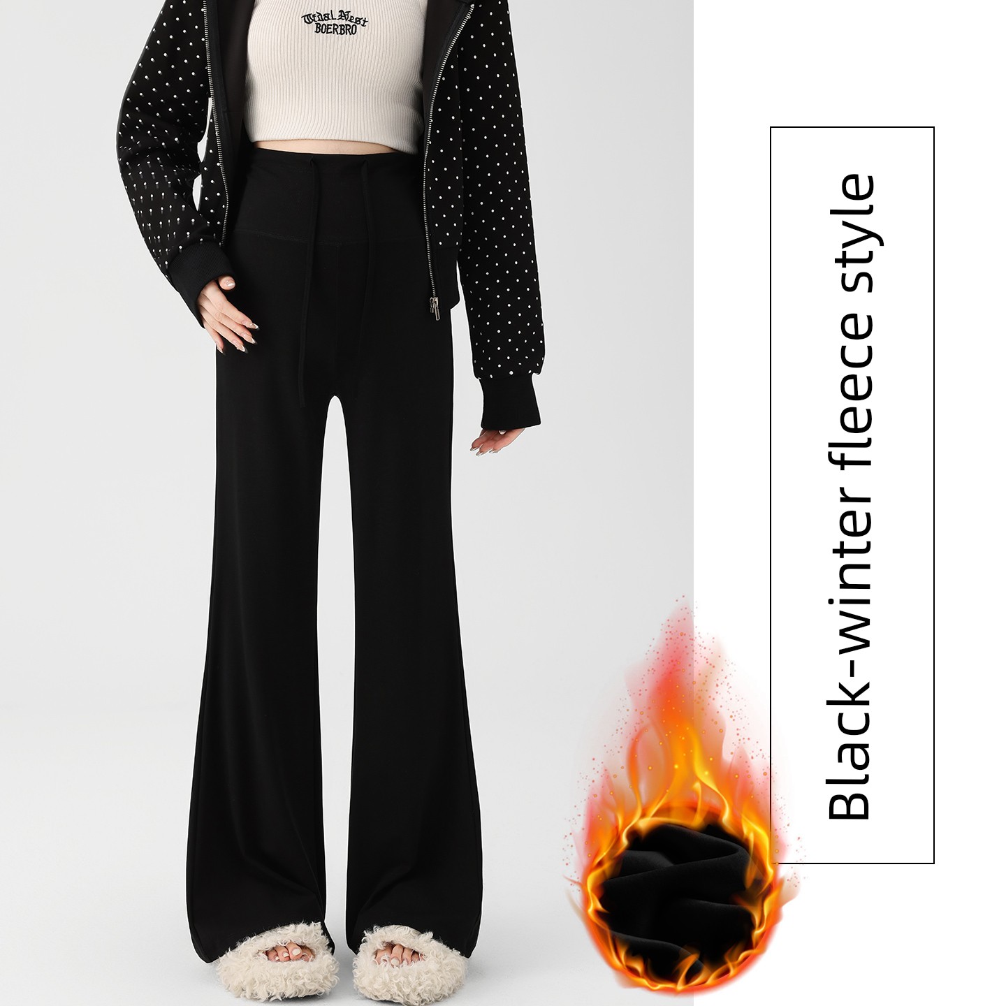 Jq Jingqi Maternity Pants for Autumn and Winter, Suitable for Wearing Outside during Pregnancy, Do Not Tighten the Belly, Slightly Flared Pants, Thick — 2