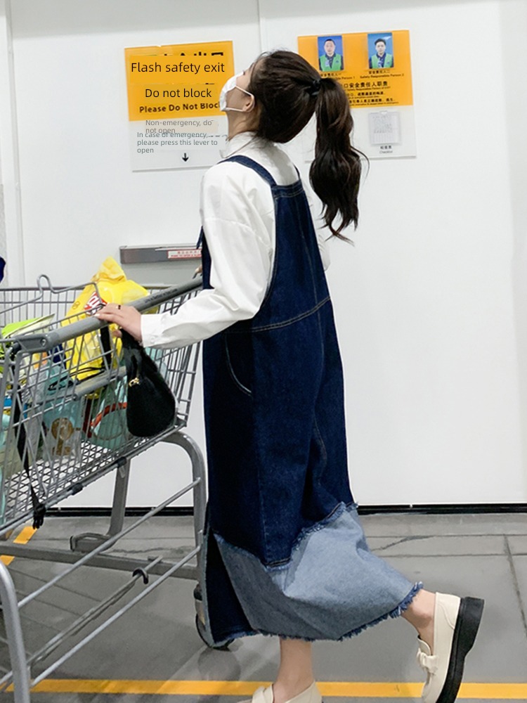 little chap Korean leisure Medium and long term cowboy Strap skirt