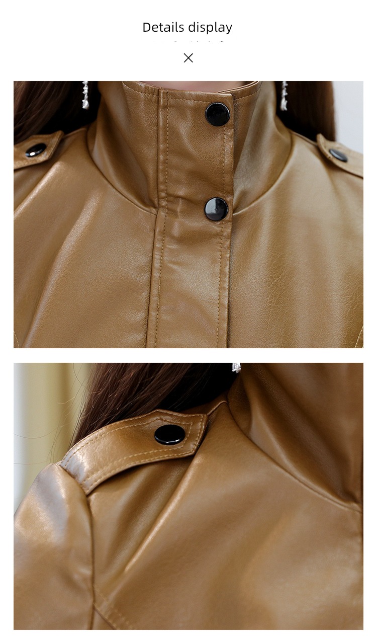 loose coat female spring and autumn Hot money winter clothes Plush thickening leather clothing