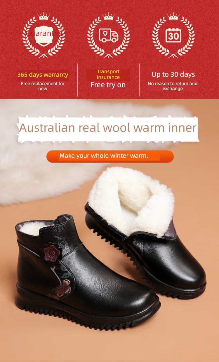 winter Plush keep warm wool soft sole non-slip cotton-padded shoes