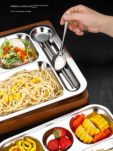 304 Stainless Steel Dinner Plate with Five or Six Compartments for Commercial Use in Canteens, Schools, and Students' Me