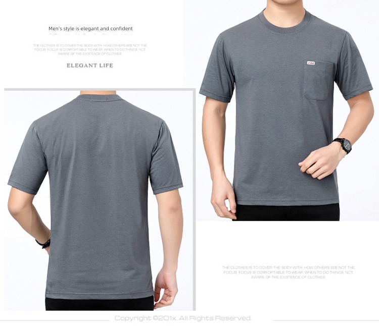 middle age Real pocket leisure time Big size Sweaters Short sleeve T-shirt