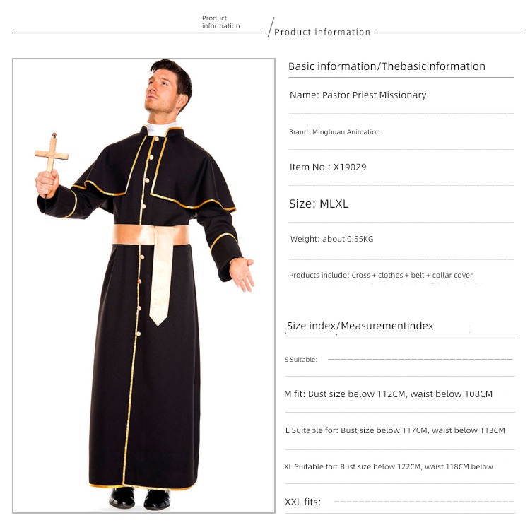 Halloween clothing adult cos Virgin Mary leaf Jesus missionary priest godfather nun clothes