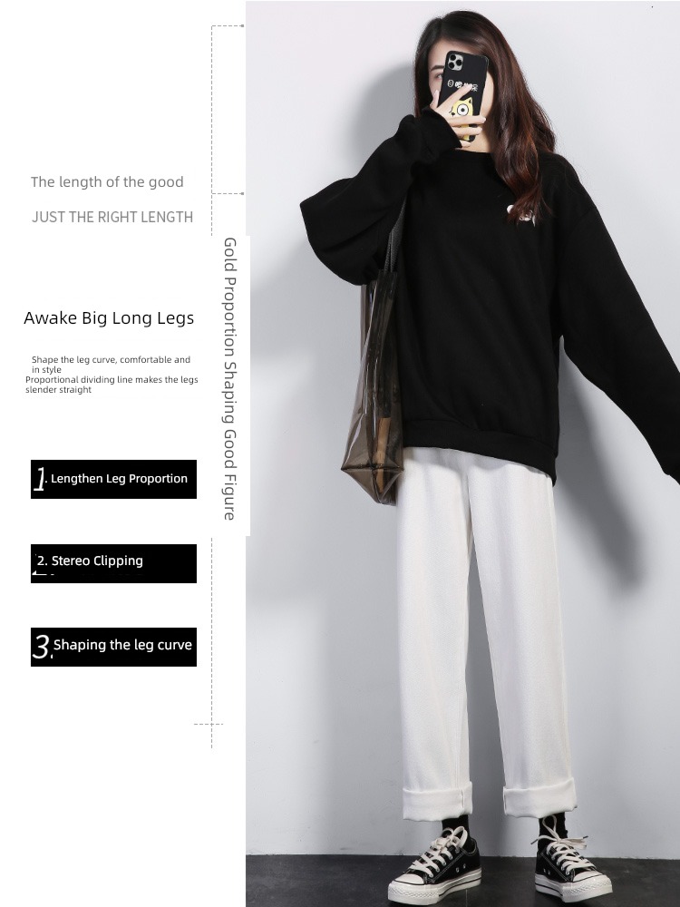 white easy Big size Fat mm Autumn and winter Jeans