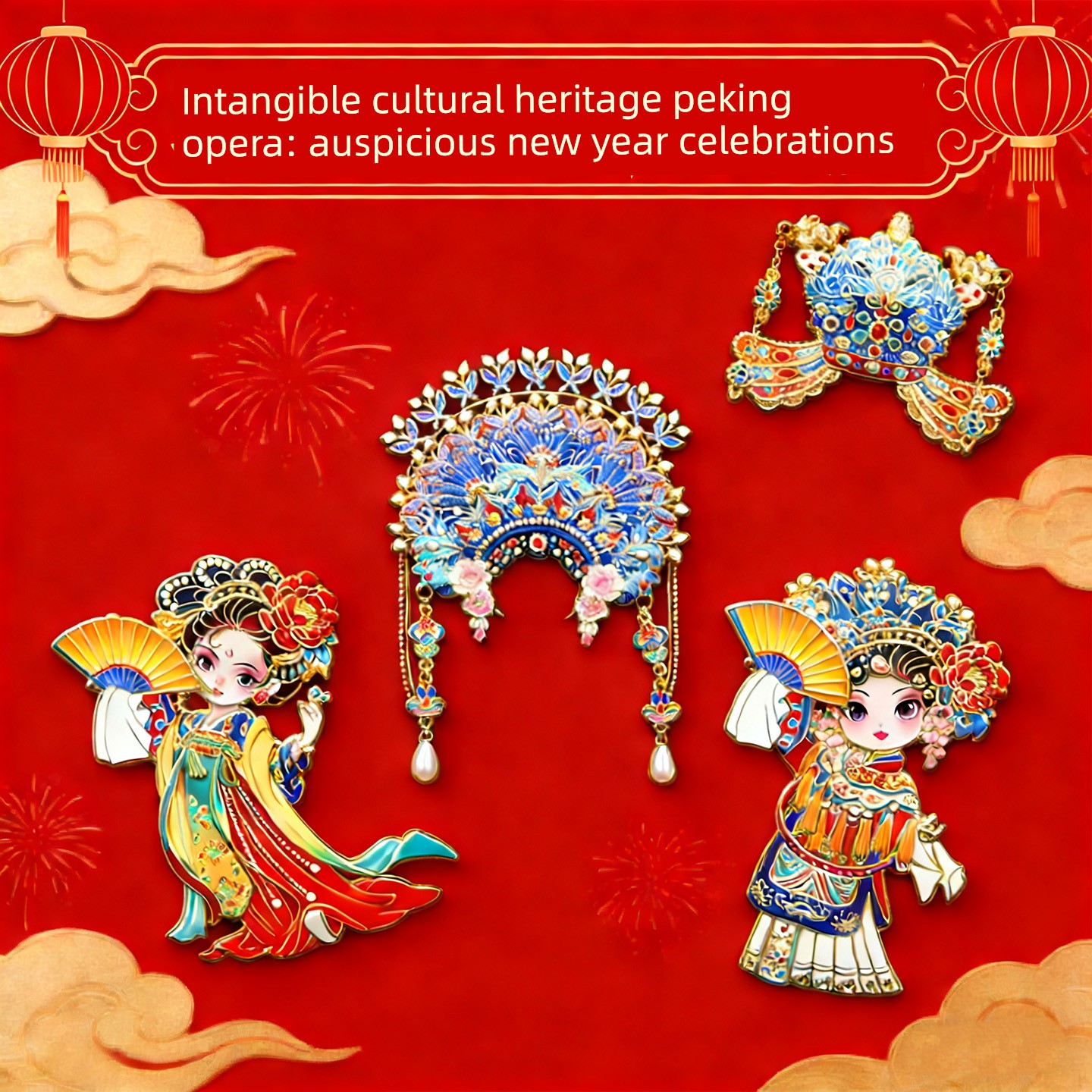 Peking Opera Character Metal Refrigerator Magnets, Magnetic Decorations from the Forbidden City, Beijing Cultural and Creative Chinese-Style Small Gifts for Foreigners