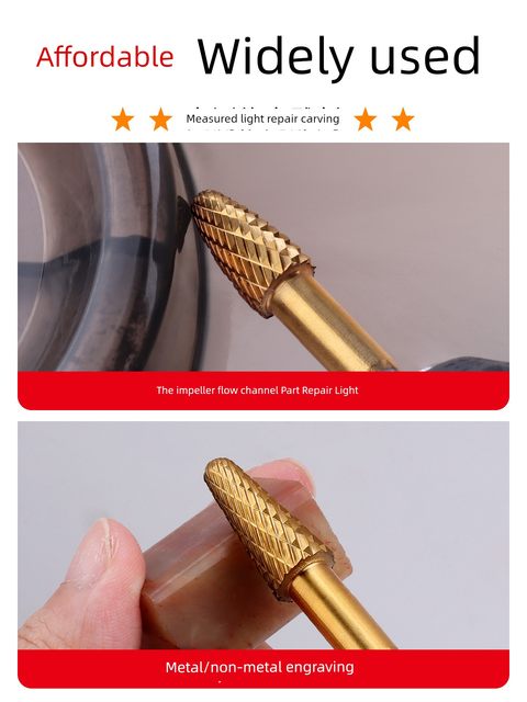 Titanium-plated tungsten steel rotary file cemented carbide milling cutter hole reaming drill bit inner grinding head stainless steel electric grinding tool