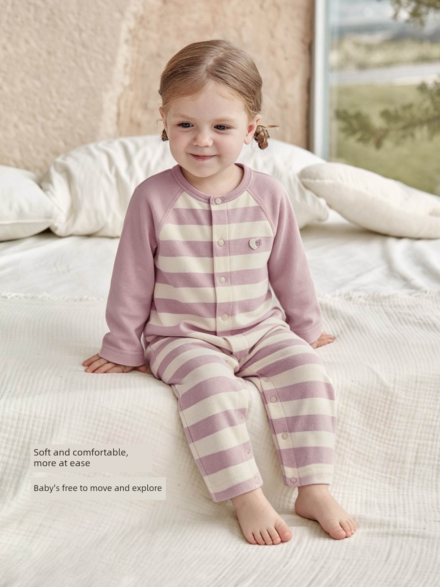 Baby Clothes, Autum Pure Cotton Striped Romper, Newborn Pajamas, Newborn Crawling Clothes, Male and Female Baby Onesies