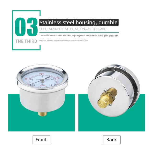 Axial membrane box pressure gauge YE60Z stainless steel with zero adjustment micro pressure kPa meter 2-minute natural gas pressure gauge 10KPa