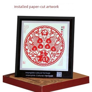 Chinese-Style Decorative Ornaments Glass Mirror Frame Gift Box Packaging Bag DIY Paper-Cut Artwork Portable A4 Empty Mir
