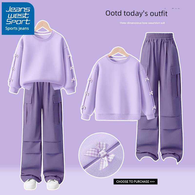 Sports Jeanswest Girls' Pants 2026 New Style Outdoor Workwear Pants Children's Long Pants Spring and Autumn Thin Style for Big Girls — 3