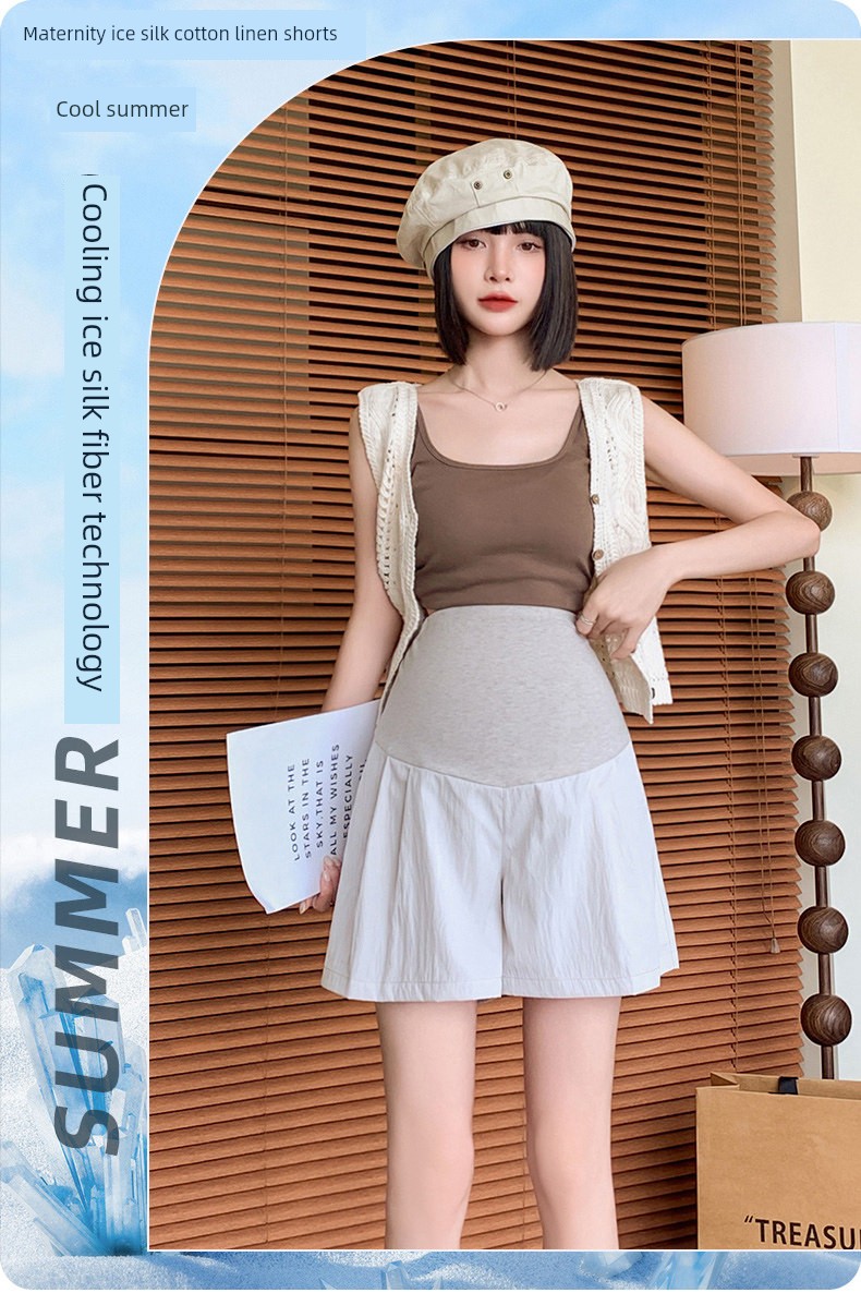 Maternity Shorts for Summer, Thin and Large Size, with Belly Support, Suitable for Pregnant Women, Yamamoto Style, Summer Wear Pants — 1