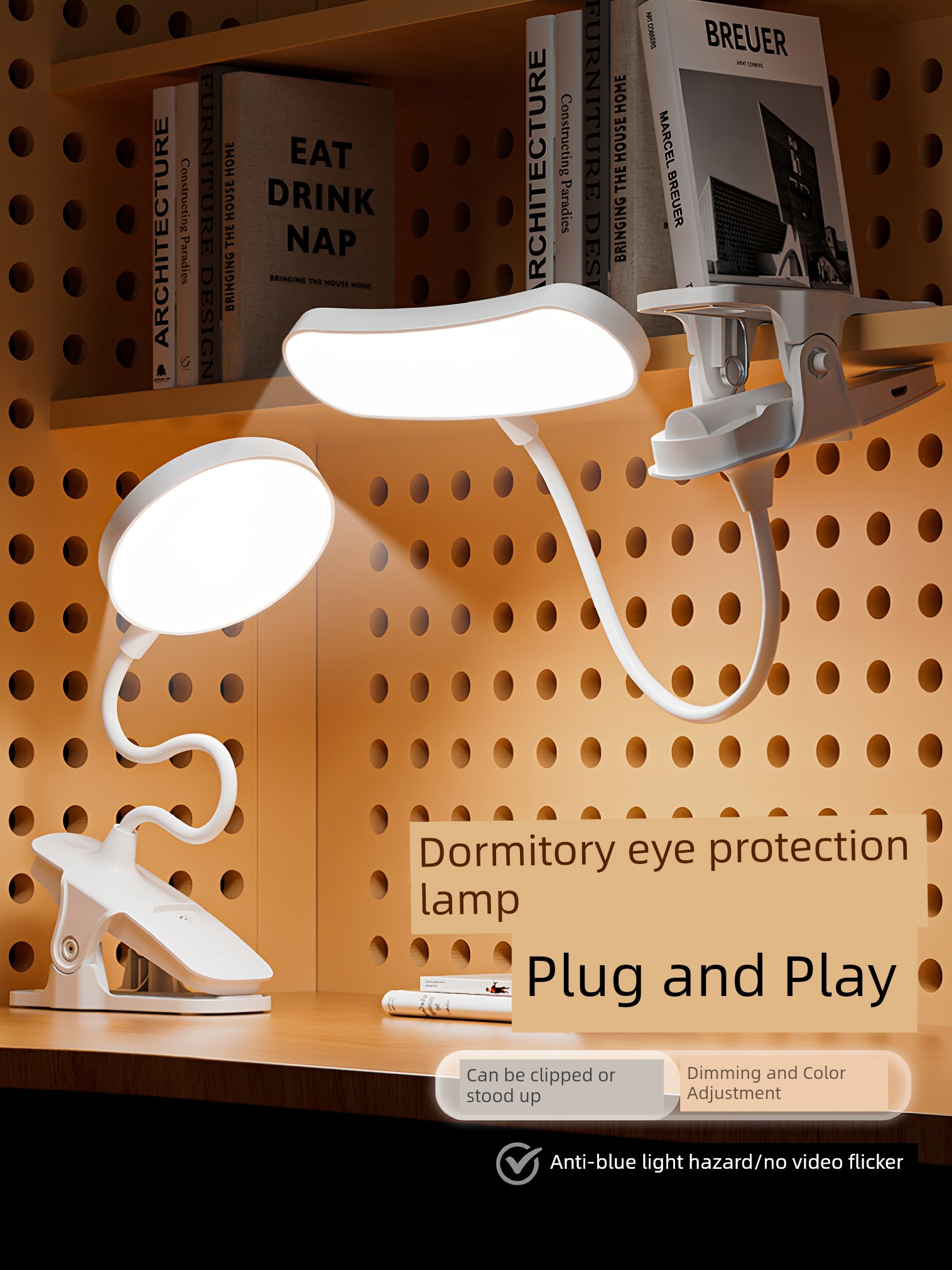Remote Control Clip-Type Charging Table Lamp Learning Dedicated Eye-Protection Lamp College Students Dormitory Lamp Bedroom Work Bedside Lamp