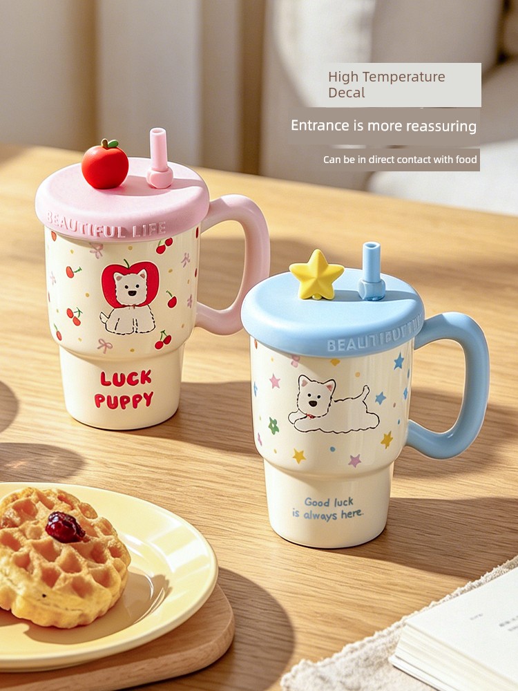 Modern Housewife Ceramic Mug with Lid, Gift Cup for Teachers, Souvenir, Office and Home Use, Drinking Cup, Coffee Cup