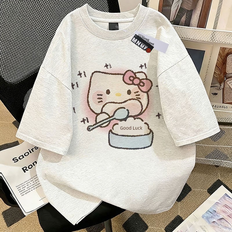 Girls' Pure Cotton Short-Sleeve T-Shirt, Summer 2026 New Style, Featuring Shark and Kitten Designs, Trendy and Versatile Half-Sleeve Top for Older Children — 29