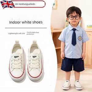 Kindergarten Indoor White Shoes for Boys, Lightweight Indoor Shoes for Children Entering School, White Canvas Shoes for