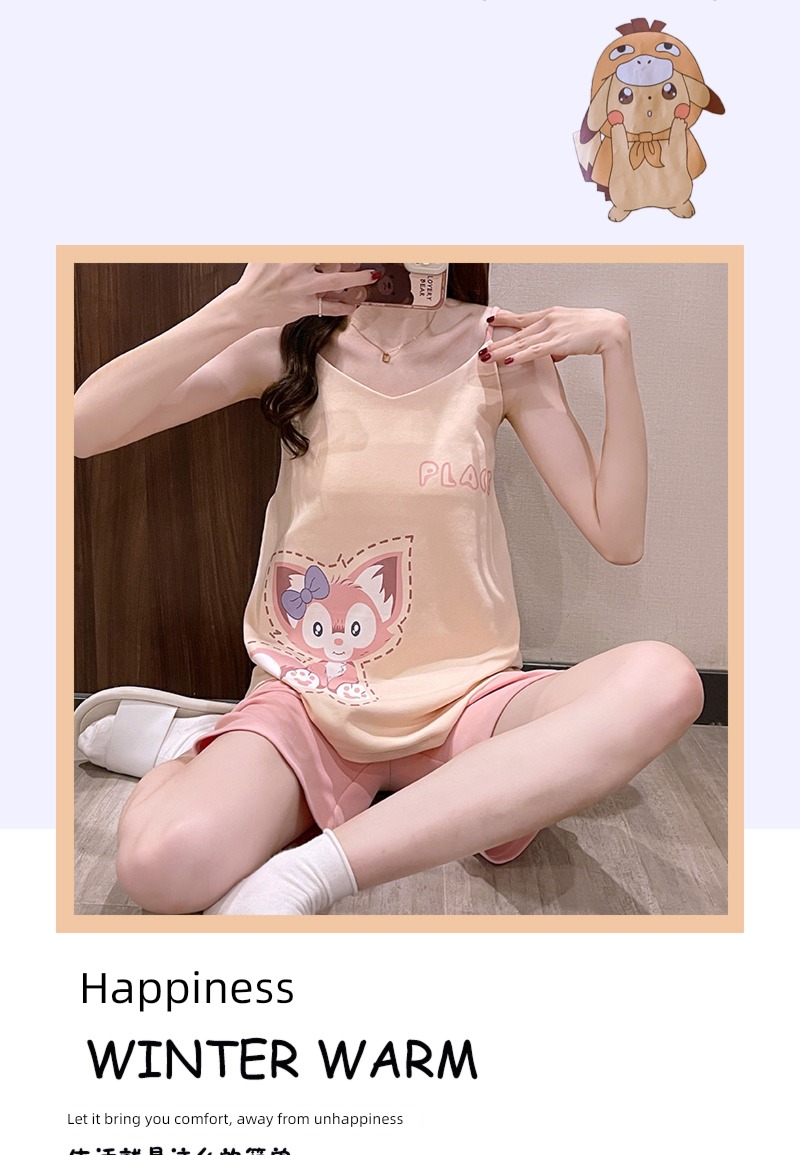 female animal camisole pure cotton Can be worn out spring and autumn pajamas