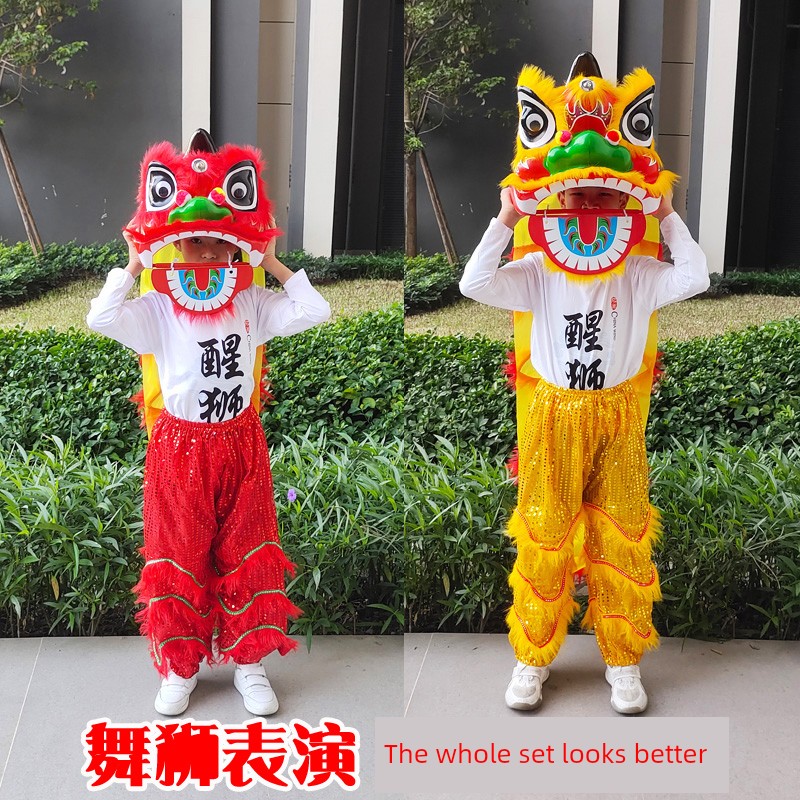 Lion Head Dance Props for Children, Lion Dance Ornaments Set, Small Lion Dance Head Set for Kindergarten Students' Performance