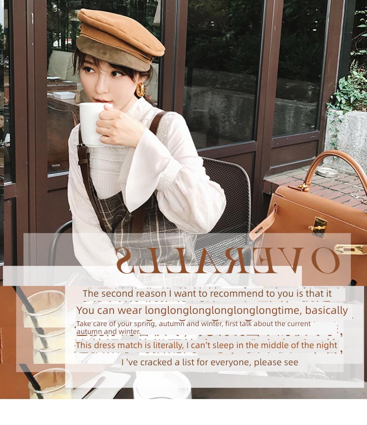 2022 Spring and Autumn new pattern lattice Straight cylinder Wool Strap skirt Little fragrance Long sleeve Lay a foundation Two piece set Dress female