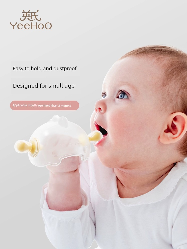 英氏小月齡新生牙膠嬰兒磨牙棒啃咬膠蘑菇寶寶防喫手36三個月以上