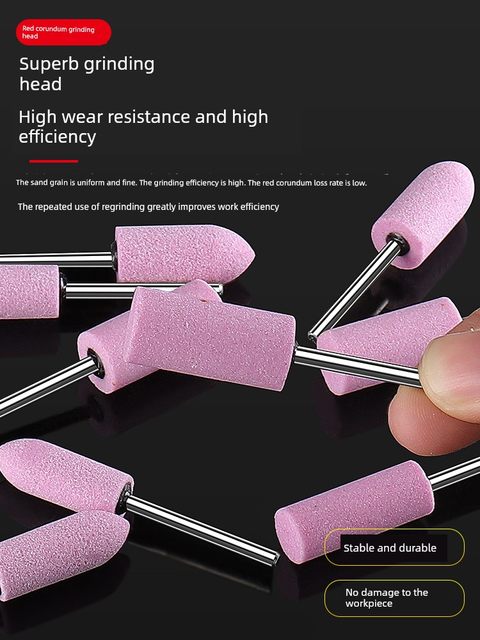 Extended Flint Red Corundum Grinding Wheel Grinding Head 3mm Sand Wheel Small Electric Drill Grinding Head Metal Rust Removal Polishing Grinding