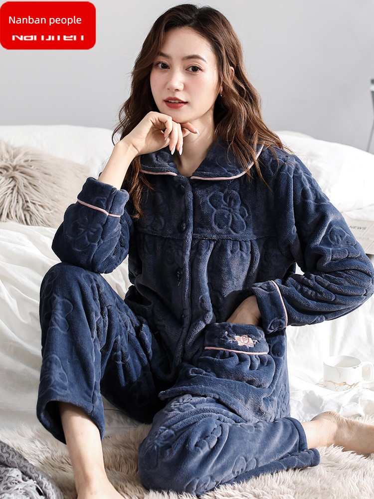 thickening female Flannel Winter money Big size leisure wear pajamas