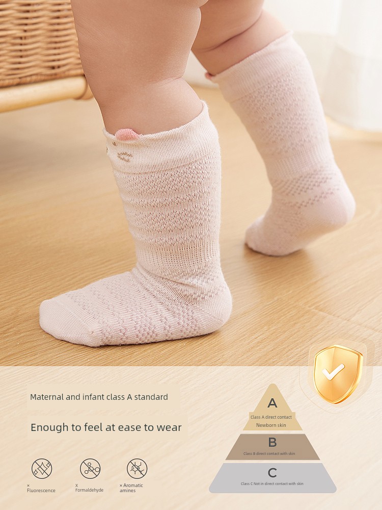 Tongtai Baby Socks Spring and Summer Thin Baby Wide Mouth Not Tight Mesh Long Socks Kids Wide Mouth Tube Socks 3 Pairs — 4