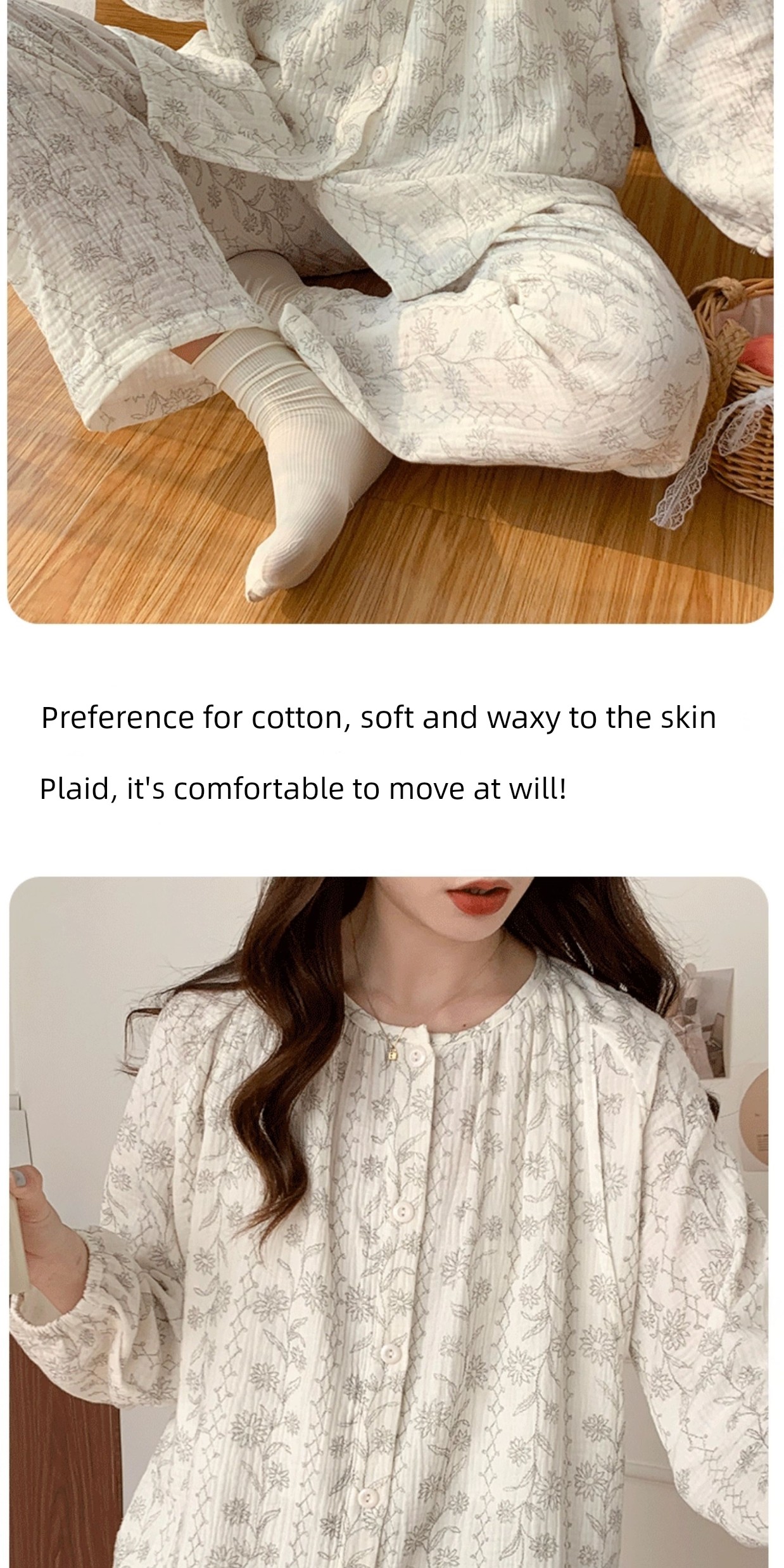 Cotton Confinement Clothing Cotton Pajamas for Pregnant Women Spring & Fall Maternity Pure Cotton Sweat Absorbing Summer Thin August Homewear — 18