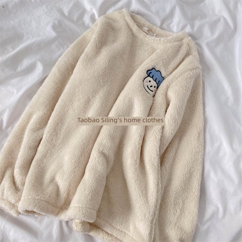 cartoon man Flannel Autumn and winter lovers pajamas