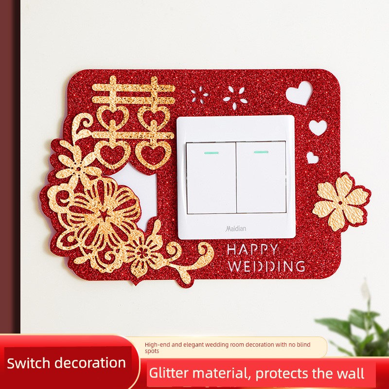 Wedding Supplies Collection Xi Character Dowry Wedding Ceremony Layout Wedding Room Decoration Switch Sticker Festive Creative Living Room Bedroom