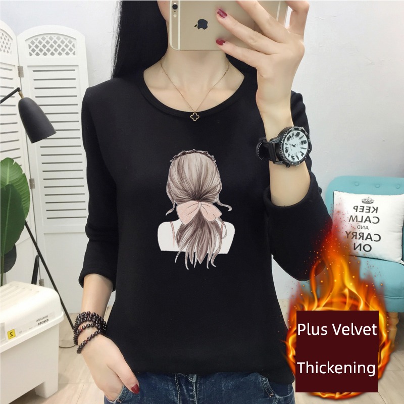 thickening Long sleeve Autumn and winter Self-cultivation Put on your clothes T-shirt