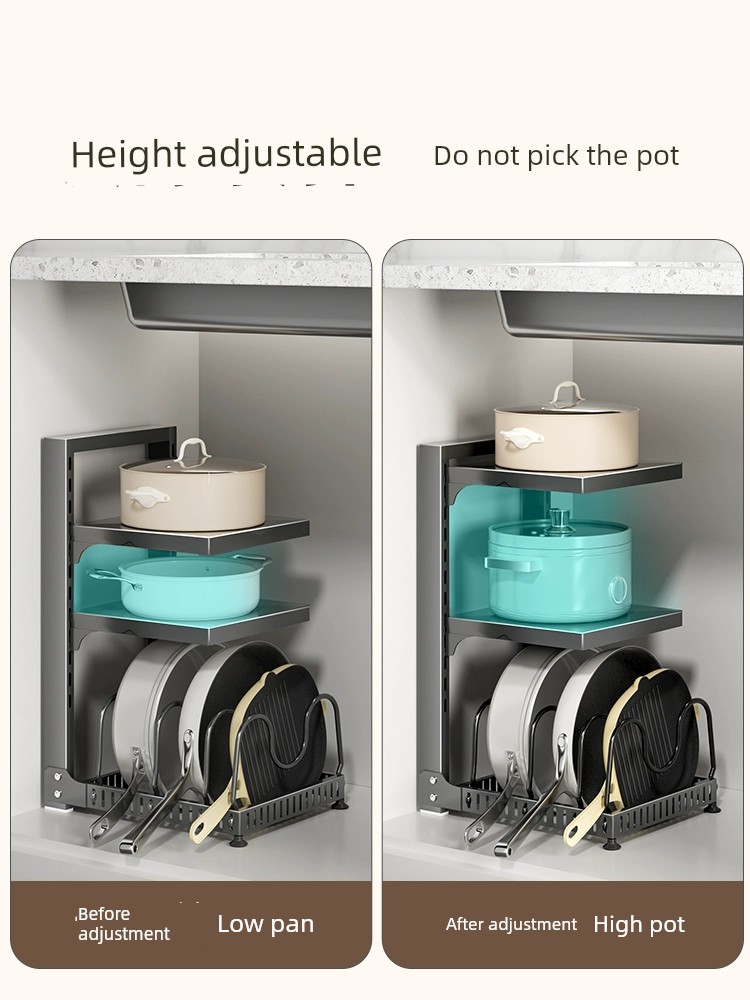 物鳴鍋具收納架櫃內放鍋架子櫥櫃廚房置物架多層家用多功能下水槽