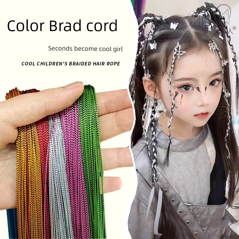 Kids Sweet Cool Silver Headband Hair Rope Elementary School Student Jazz Hip Hop Dreadlocks Headband Girl Ribbon Performance Headdress — 2