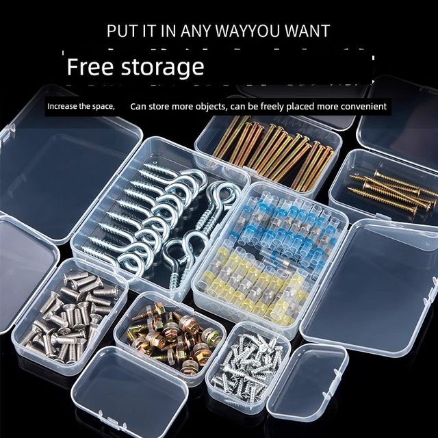 Transparent plastic storage box with lid parts electronic components screw mobile phone repair storage mini small box square