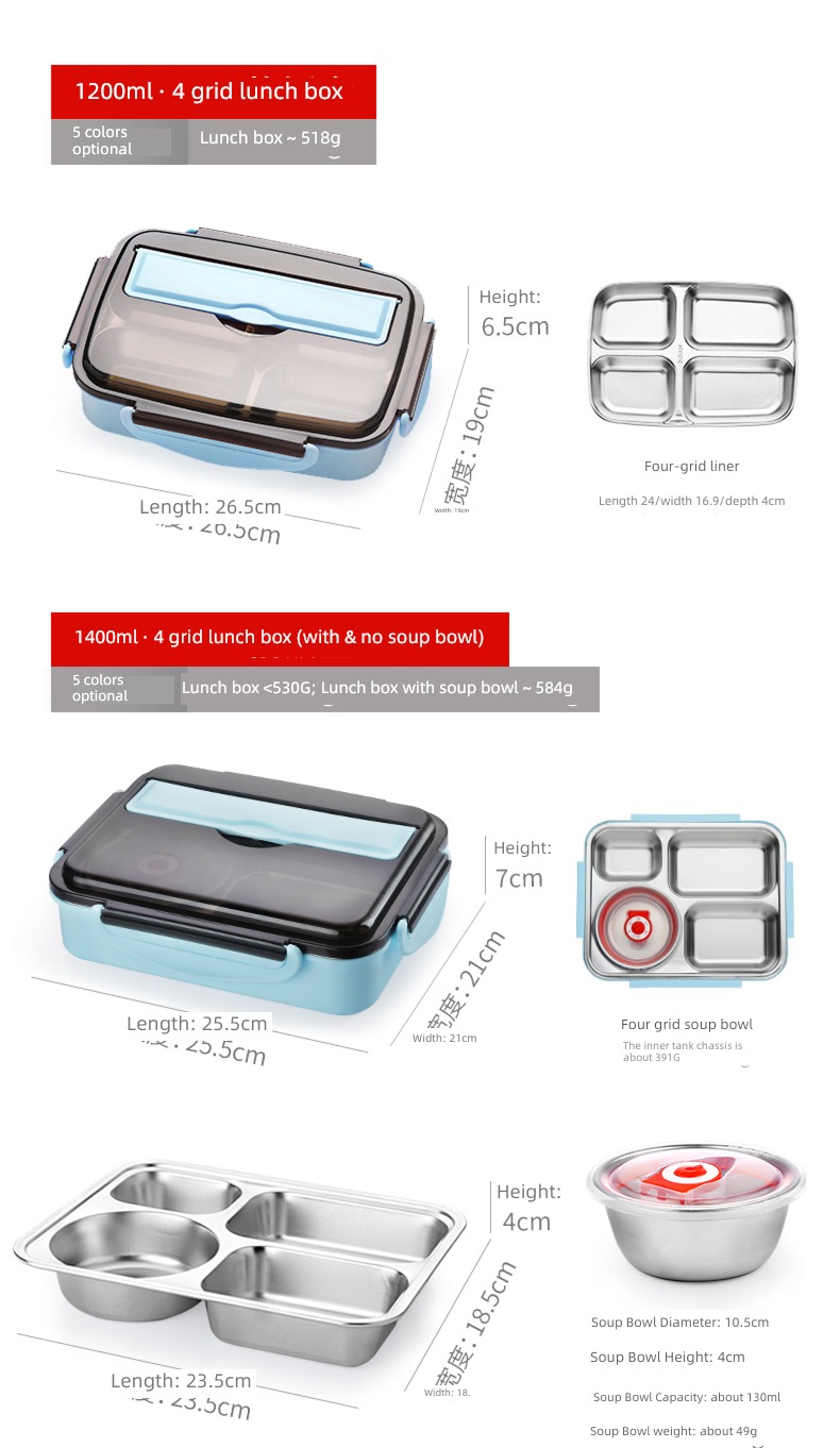 office worker separate canteen Bento Lunch box stainless steel