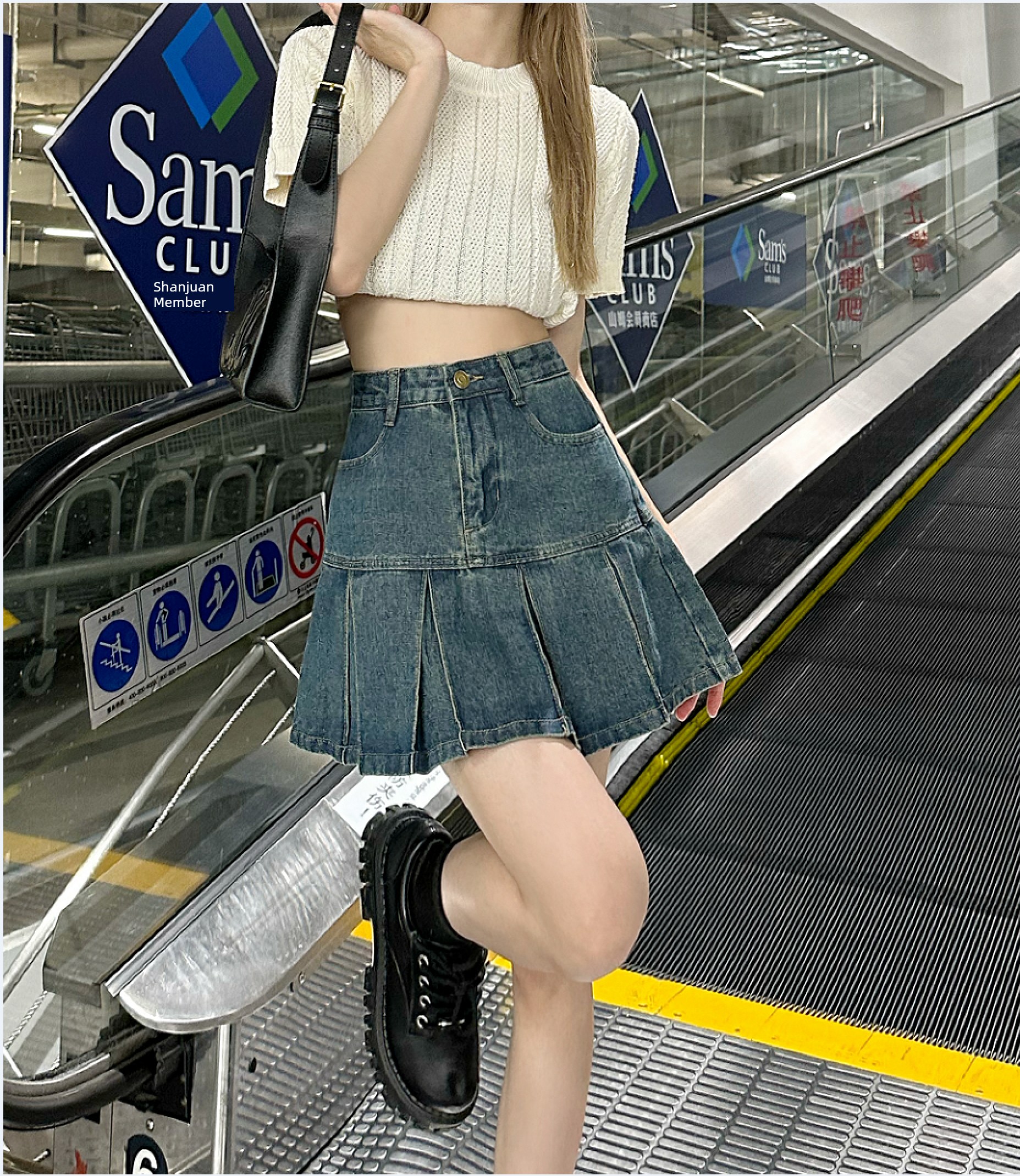 Retro Pleat cowboy Light proof summer A-line skirt