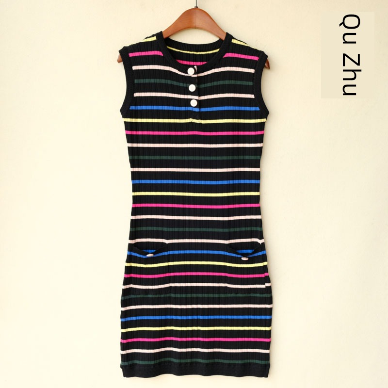 External order Tail goods stripe Intermediate color Qu Zhu Dress summer wear