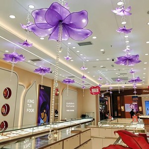 May Day Summer Mall Jewelry Store Decoration Ceiling Hanging Pearl Lily Window Display Atmosphere Arrangement Opening Ha