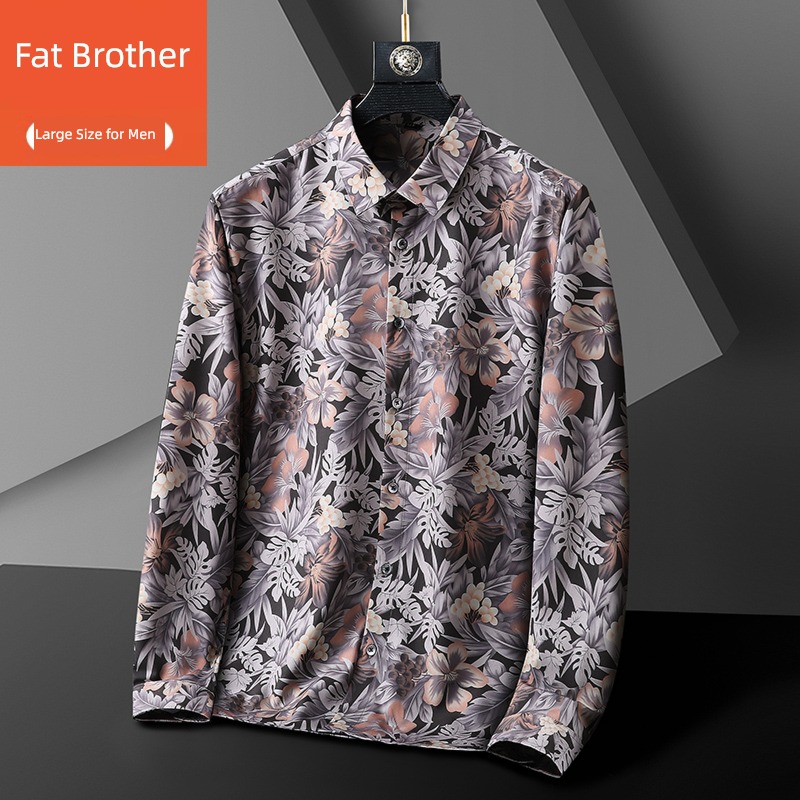 the fat Hawaii Long sleeve Increase fertilizer Sagging sensation shirt