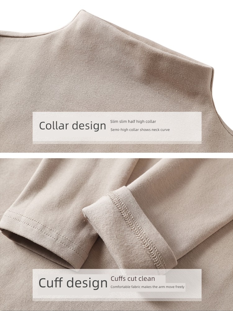 Autumn and winter Sanding Long sleeve T-shirt Middle collar Foreign style Undershirt