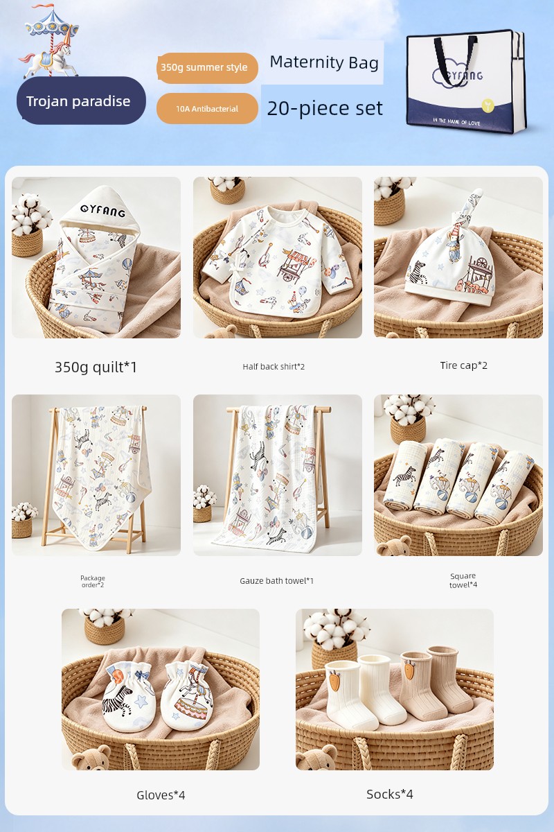 Maternity Bag, Complete Set of Newborn Baby A-Class Pure Cotton Clothes, Essential Newborn Supplies for Hospital Admission in October — 6