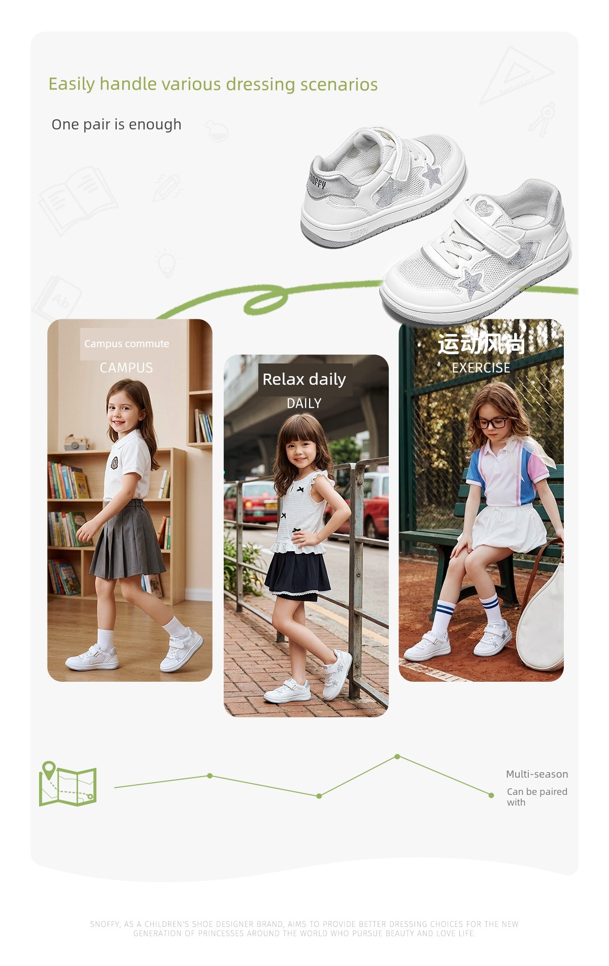 Back-To-School Season｜Snafe Girls' White Sneakers with Star Design, New Autumn Model, Children's Soft-Soled Lightweight Student Casual Shoes — 5