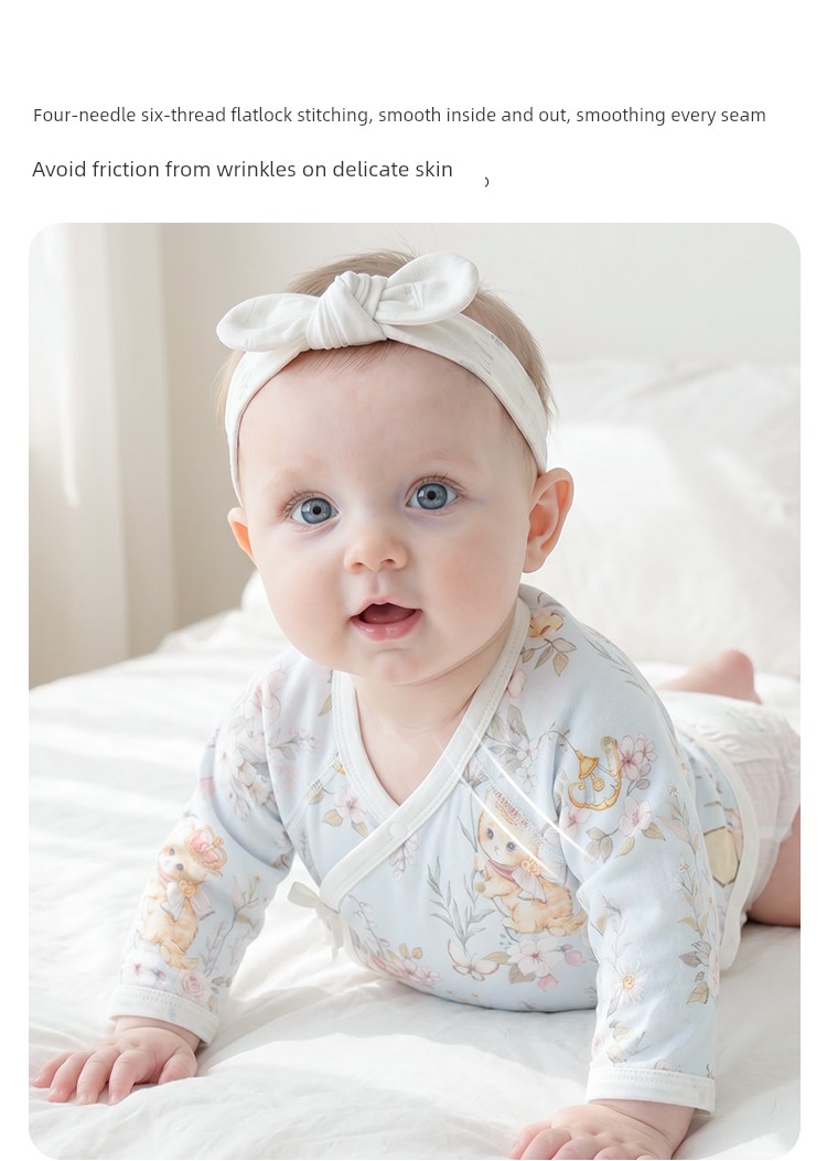 Hani Sky Newborn Baby Half-Back Shirt Spring and Autumn Size 52 Clothes for 0-3 Months Old Baby Top Monk-Style Outfit — 4